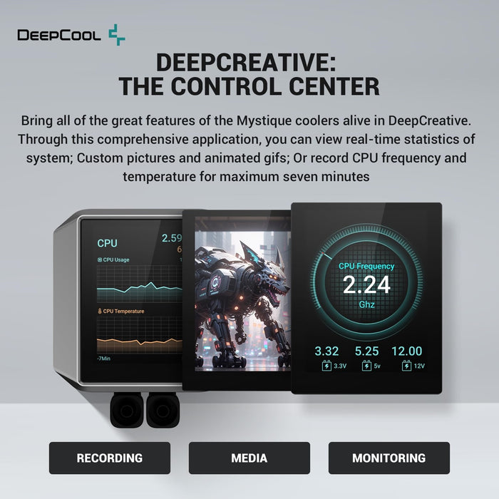 DeepCool Mystique 240 Liquid CPU Cooler – LCD Screen, ARGB, 240mm AIO