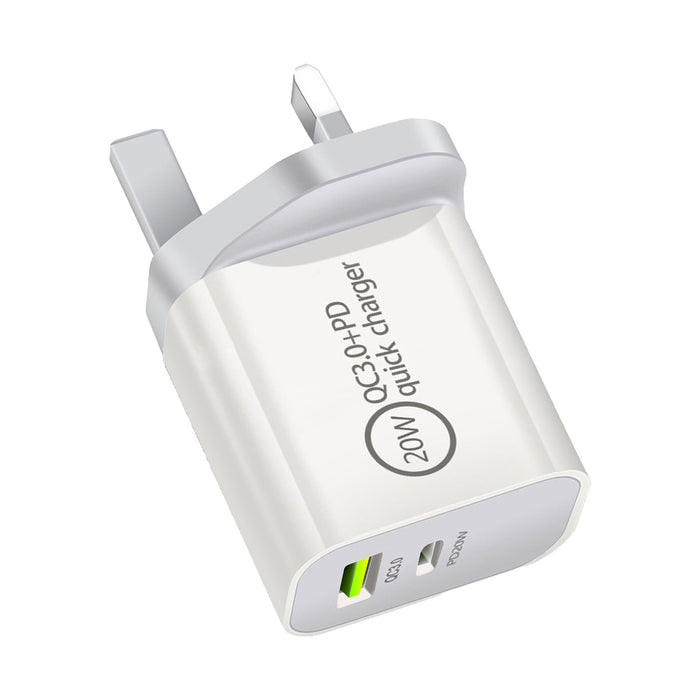 Prevo QC70 20W USB Type-C & USB Type-A Fast Charge Mains Charger with QC 3.0 and 2m USB-C Cable for Laptops, Ultrabooks, Chromebooks, iPads, MacBooks, Smartphones, Tablets, Mobile Devices, Action Cameras, DSLRs - IT Supplies Ltd