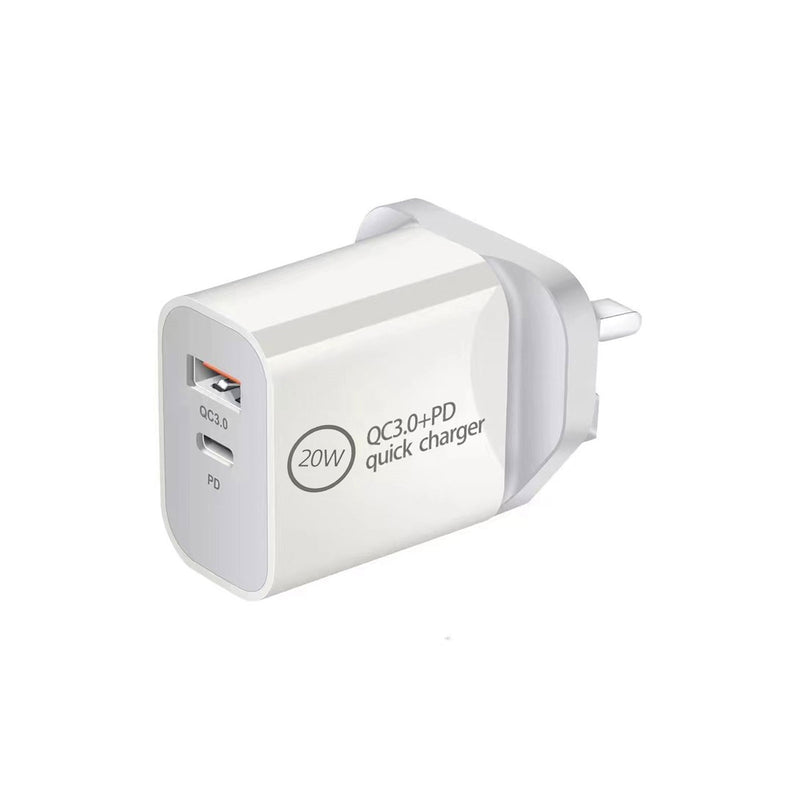 Prevo QC70 20W USB Type-C & USB Type-A Fast Charge Mains Charger with QC 3.0 and 2m USB-C Cable for Laptops, Ultrabooks, Chromebooks, iPads, MacBooks, Smartphones, Tablets, Mobile Devices, Action Cameras, DSLRs - IT Supplies Ltd