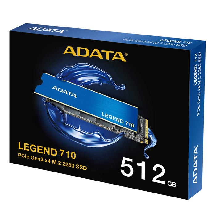 Adata Legend 710 (ALEG-710-512GCS) 512GB NVMe SSD, M.2 Interface, PCIe Gen3, 2280, Read 2400MB/s, Write 1800MB/s, Heatsink, 3 Year Warranty - IT Supplies Ltd