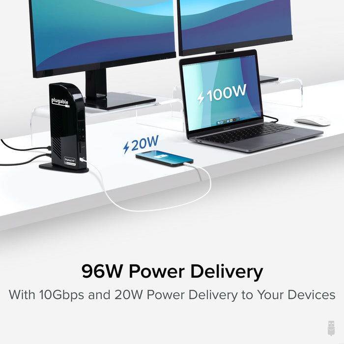Plugable UD-ULTC4K Triple Monitor 4K 96W USB-C PD DisplayLink Certified Docking Station - IT Supplies Ltd