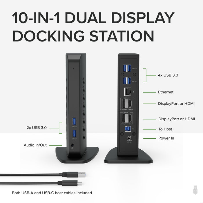 Plugable UD-6950Z Dual 4K Dock | USB-A/USB-C | DisplayLink Certified