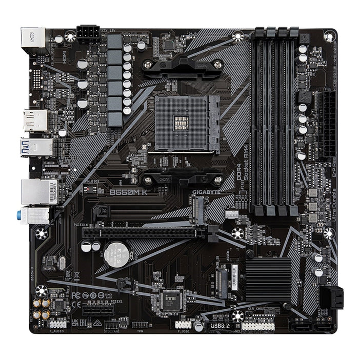 Gigabyte B550M K Ultra Durable AMD AM4 Socket Motherboard, Micro-ATX, 4x DDR4 Slots, 2x M.2 Sockets, GbE LAN, 1x DisplayPort / 1x HDMI Port - IT Supplies Ltd