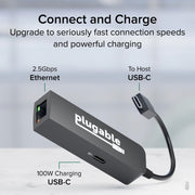 Plugable USBC-E2500PD USB-C to 2.5GbE Ethernet Adapter with 100W PD - IT Supplies Ltd