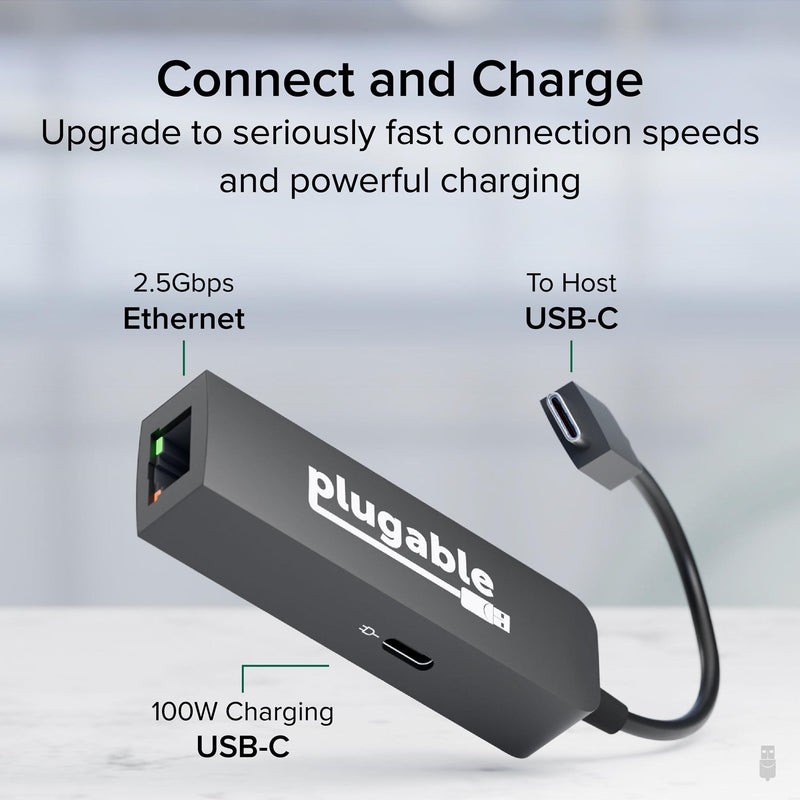 Plugable USBC-E2500PD USB-C to 2.5GbE Ethernet Adapter with 100W PD - IT Supplies Ltd