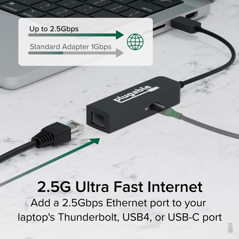 Plugable USBC-E2500PD USB-C to 2.5GbE Ethernet Adapter with 100W PD - IT Supplies Ltd