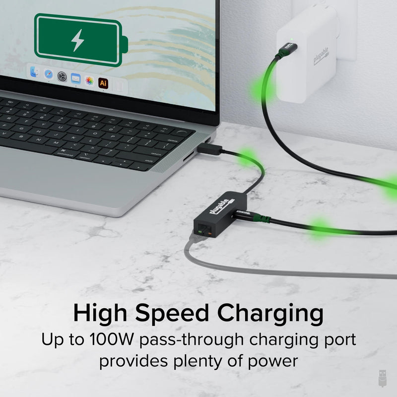 Plugable USBC-E2500PD USB-C to 2.5GbE Ethernet Adapter with 100W PD - IT Supplies Ltd