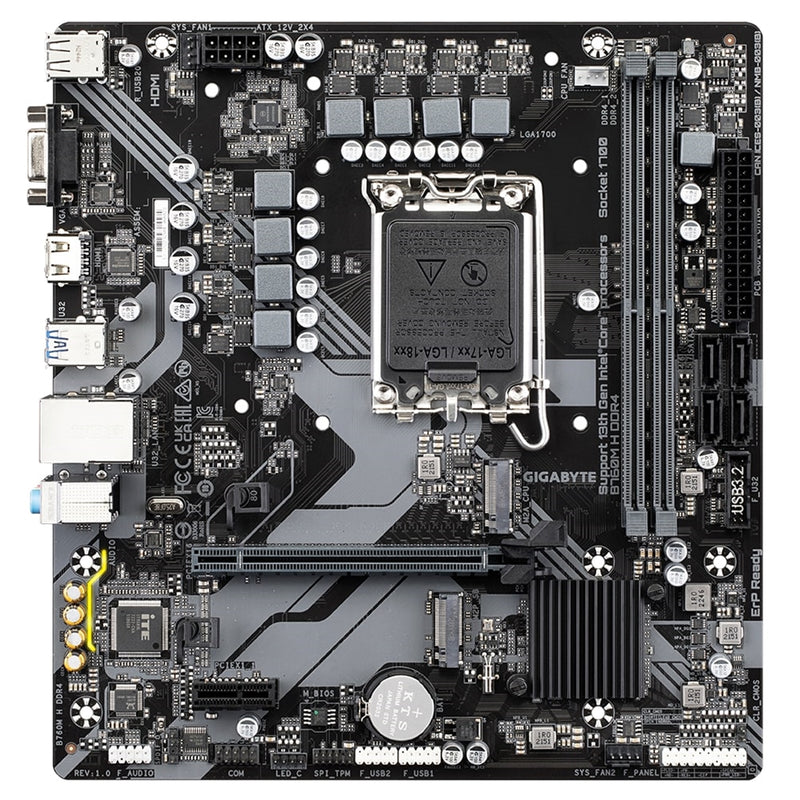 Gigabyte B760M H DDR4 Ultra Durable Intel 1700 Socket Motherboard, Micro-ATX, 2x DDR4 Slots, 2x M.2 Sockets, GbE LAN, 1x D-Sub / 1x HDMI Port - IT Supplies Ltd