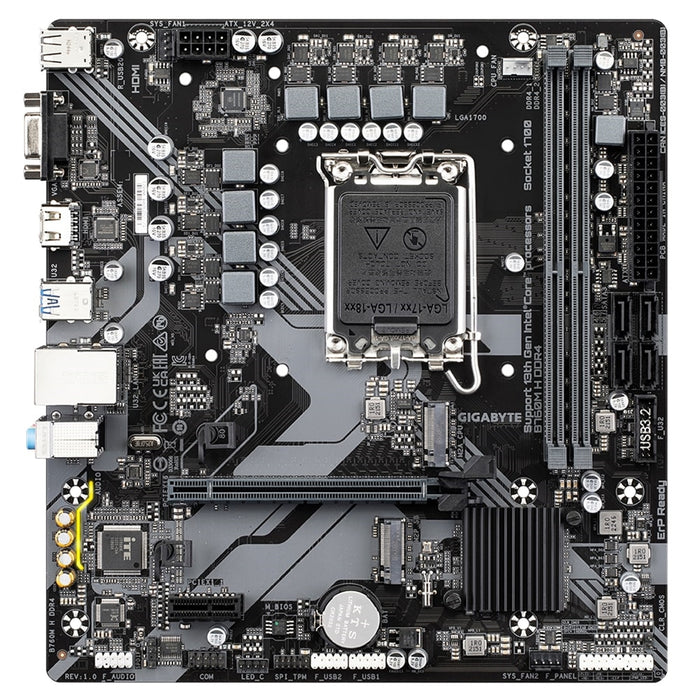 Gigabyte B760M H DDR4 Ultra Durable Intel 1700 Socket Motherboard, Micro-ATX, 2x DDR4 Slots, 2x M.2 Sockets, GbE LAN, 1x D-Sub / 1x HDMI Port - IT Supplies Ltd