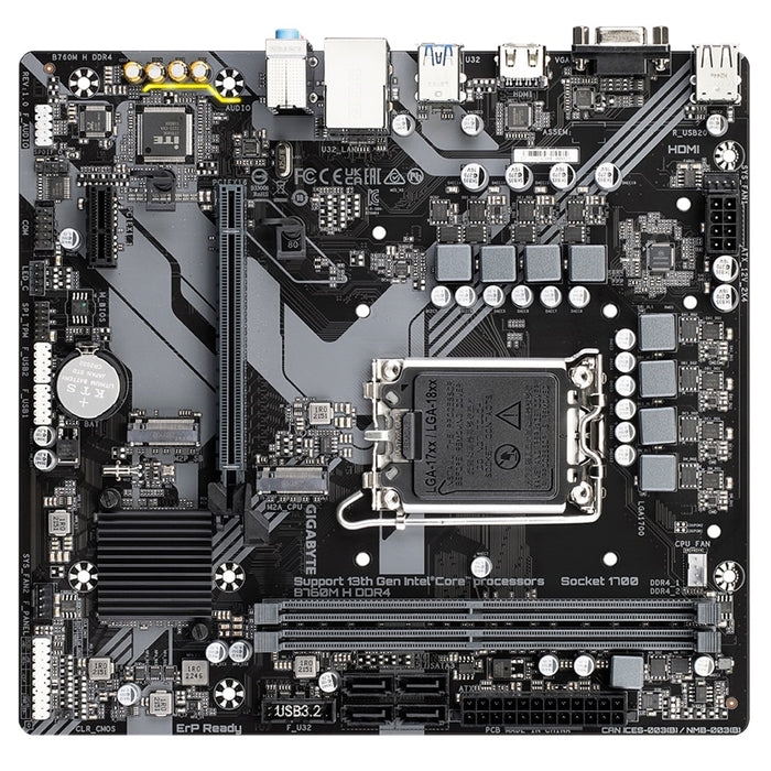Gigabyte B760M H DDR4 Ultra Durable Intel 1700 Socket Motherboard, Micro-ATX, 2x DDR4 Slots, 2x M.2 Sockets, GbE LAN, 1x D-Sub / 1x HDMI Port - IT Supplies Ltd