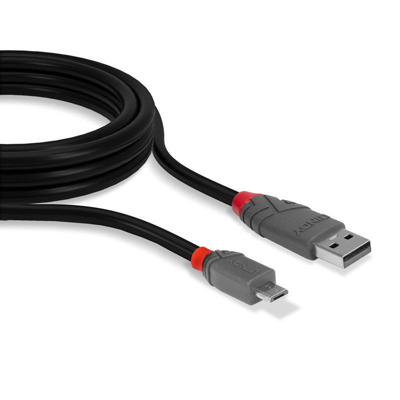 Lindy 36730 USB 2.0 Type A to Micro-B Cable, Anthra Line 0.2m - IT Supplies Ltd