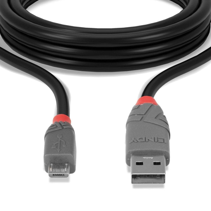 Lindy 36730 USB 2.0 Type A to Micro-B Cable, Anthra Line 0.2m - IT Supplies Ltd