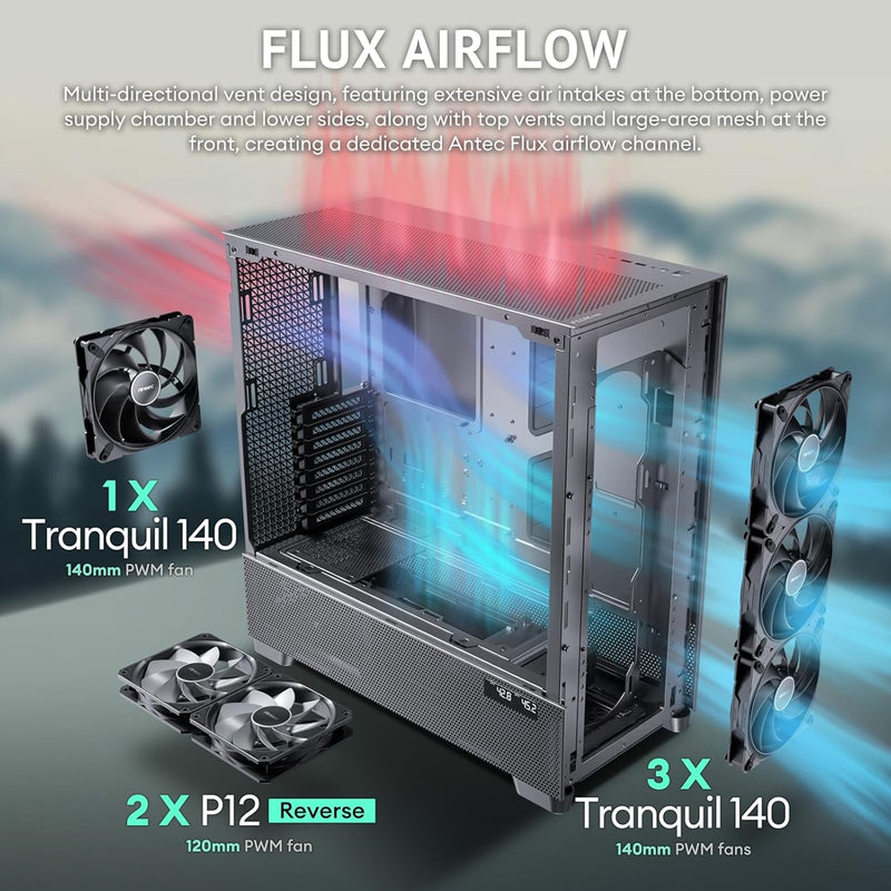 Antec Flux PRO | Full Tower, USB Type-C, Tempered Glass, 6 Fans - IT Supplies Ltd