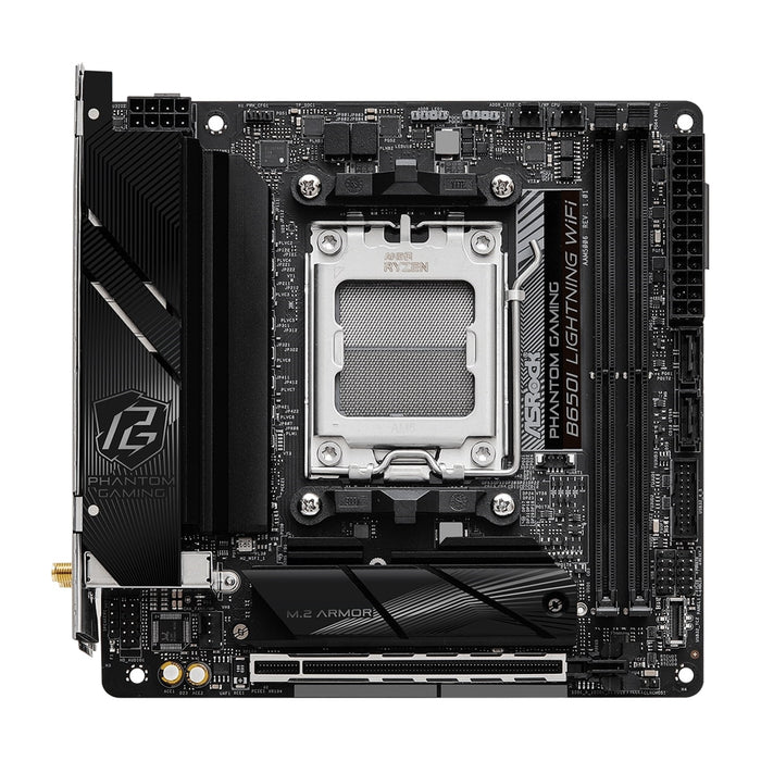 ASRock B650I LIGHTNING WIFI AMD AM5 Socket Motherboard, Mini-ITX, 2x DDR5 Slots, 2x M.2 Sockets, 2x USB-C Port, Fitted I/O Shield, 2.5GbE LAN, Wi-Fi 6E, 1x HDMI Port - IT Supplies Ltd