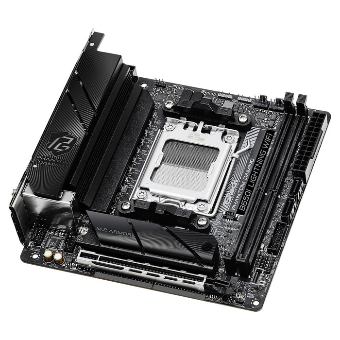 ASRock B650I LIGHTNING WIFI AMD AM5 Socket Motherboard, Mini-ITX, 2x DDR5 Slots, 2x M.2 Sockets, 2x USB-C Port, Fitted I/O Shield, 2.5GbE LAN, Wi-Fi 6E, 1x HDMI Port - IT Supplies Ltd