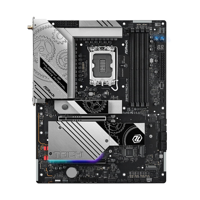 ASRock Z890 TAICHI LITE Intel 1851 Socket Motherboard, ATX, 4x DDR5 Slots, 6x M.2 Sockets, 3x USB-C Port, Fitted I/O Shield, 5GbE LAN, Wi-Fi 7, 1x HDMI Port / 2x USB-C (USB4) - IT Supplies Ltd