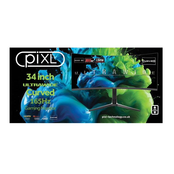 piXL CM34C7 34" Ultrawide Gaming Monitor – 165Hz, USB-C, RGB