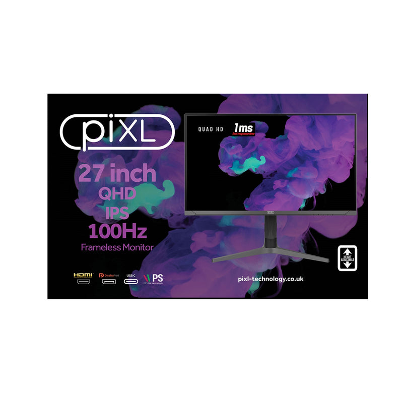 piXL CM27G7 27" QHD IPS Gaming Monitor – 100Hz, 1ms, RGB, VESA - IT Supplies Ltd