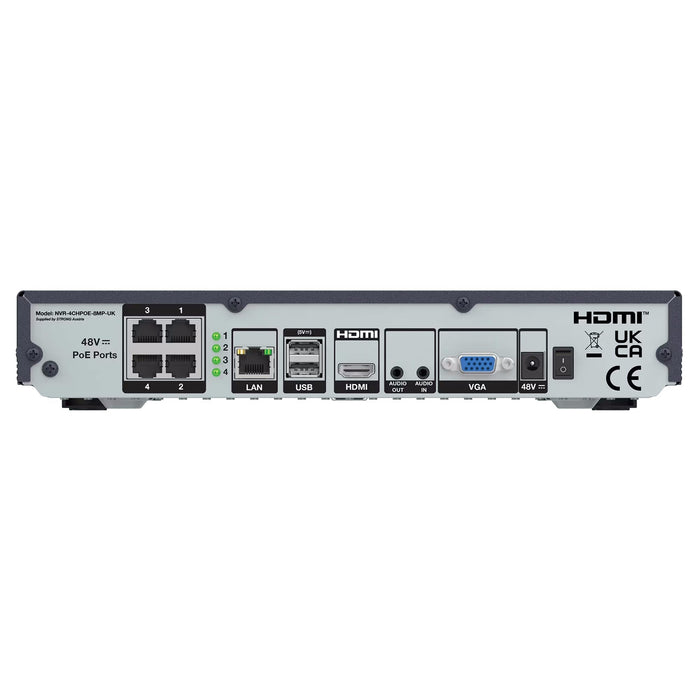 Strong 4CH 4K PoE NVR – 8MP, Cloud, H.265+, ONVIF Support