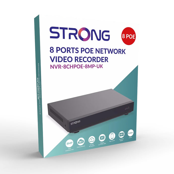 Strong NVR-8CHPOE-8MP 8 Channel 4K PoE Integrated NVR – H.265+