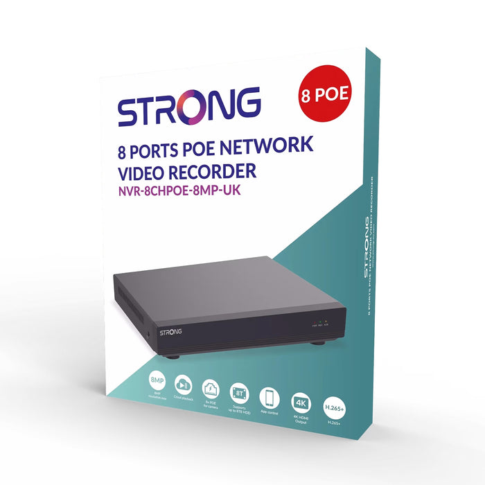 Strong NVR-8CHPOE-8MP 8 Channel 4K PoE Integrated NVR – H.265+