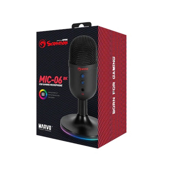 Marvo MIC-06 Blast 40 RGB USB Noise Cancelling Mic – Black