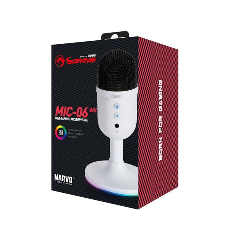 Marvo MIC-06 RGB USB Noise Cancelling Gaming Microphone – White - IT Supplies Ltd