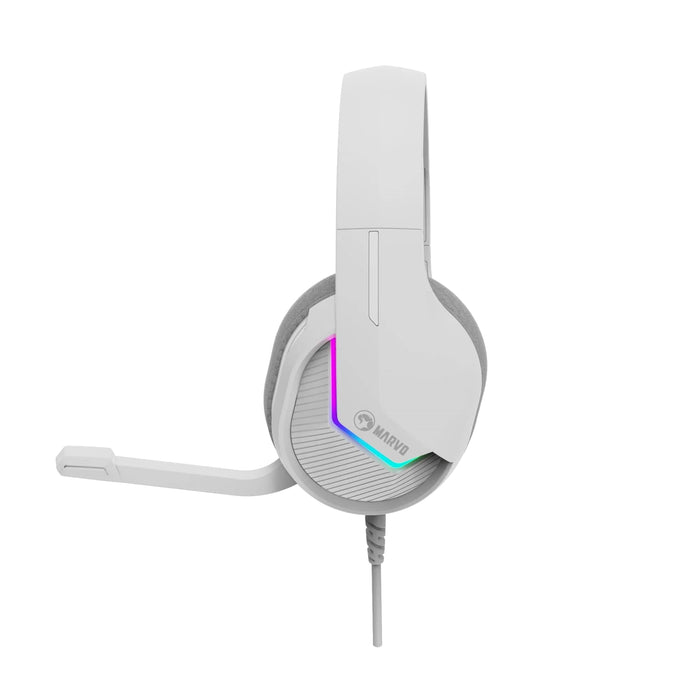 Marvo Tactic 40 RGB Gaming Headset White – USB Wired, 50mm Drivers