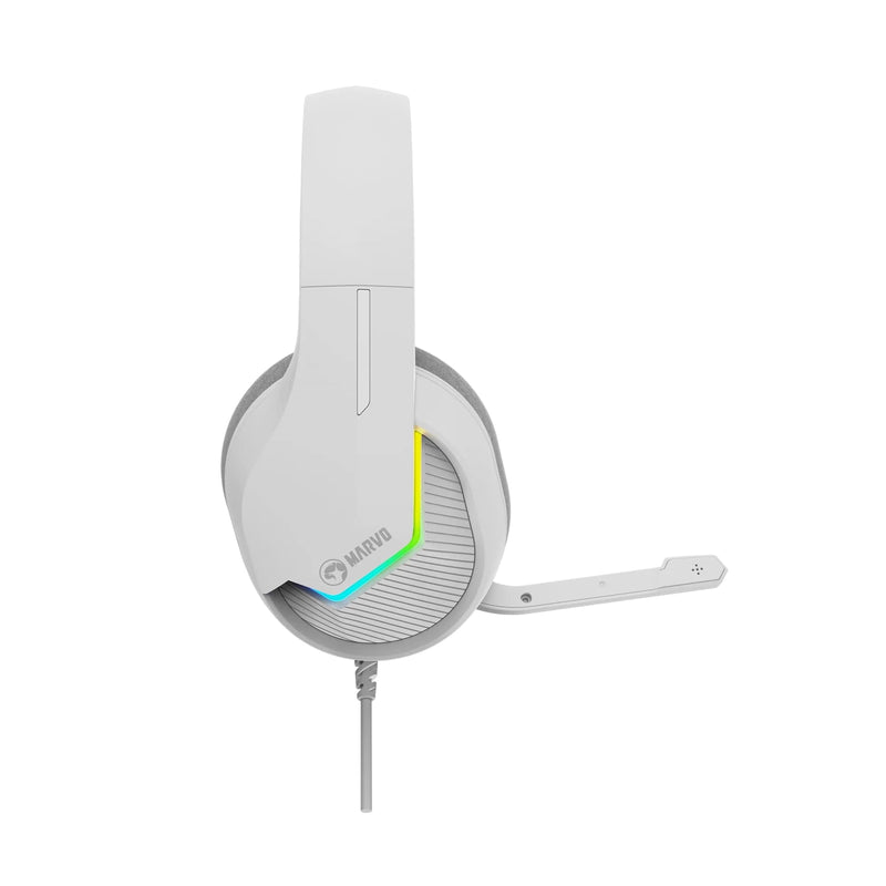 Marvo Tactic 40 RGB Gaming Headset White – USB Wired, 50mm Drivers - IT Supplies Ltd