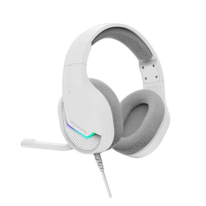 Marvo Tactic 40 RGB Gaming Headset White – USB Wired, 50mm Drivers