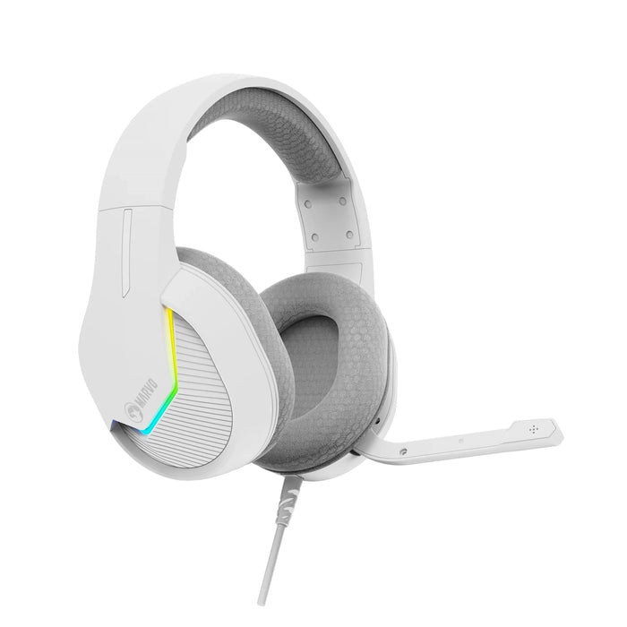 Marvo Tactic 40 RGB Gaming Headset White – USB Wired, 50mm Drivers