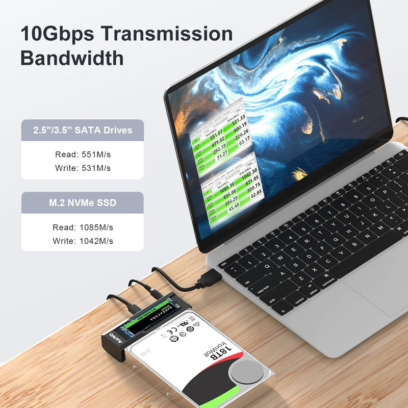 MAIWO K10635N Type-C Dual Bay HDD/NVMe SSD Clone Converter, 10Gbps - IT Supplies Ltd