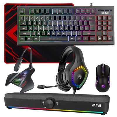 Marvo 6-in-1 Gaming & Streaming Bundle with RGB Keyboard & Mic - IT Supplies Ltd