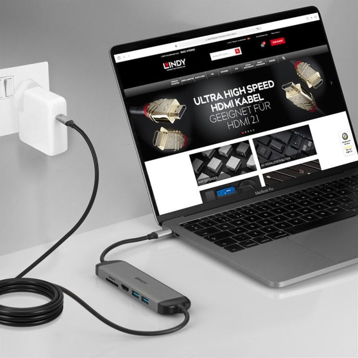 Lindy DST-Micro 140 USB-C Dock with 4K HDMI, 60W PD, USB & SD