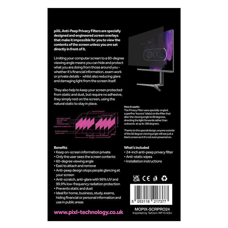 piXL 24-Inch Monitor Privacy Filter – Anti-Glare, Anti-Peep, Static-Free - IT Supplies Ltd