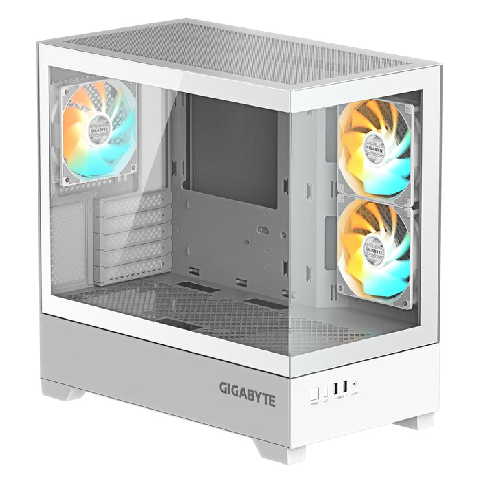 Gigabyte C201 Panoramic ICE RGB Case – White, ARGB, 360mm Cooling
