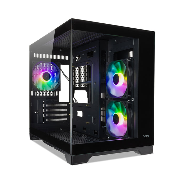 TecWare VXN Evo mATX Case – Dual Chamber, 3 ARGB Fans, Glass, USB-C