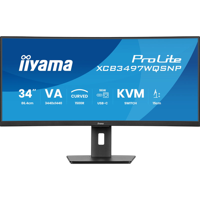 iiyama ProLite XCB3497WQSNP-B1 34" UWQHD USB-C Curved Monitor - IT Supplies Ltd
