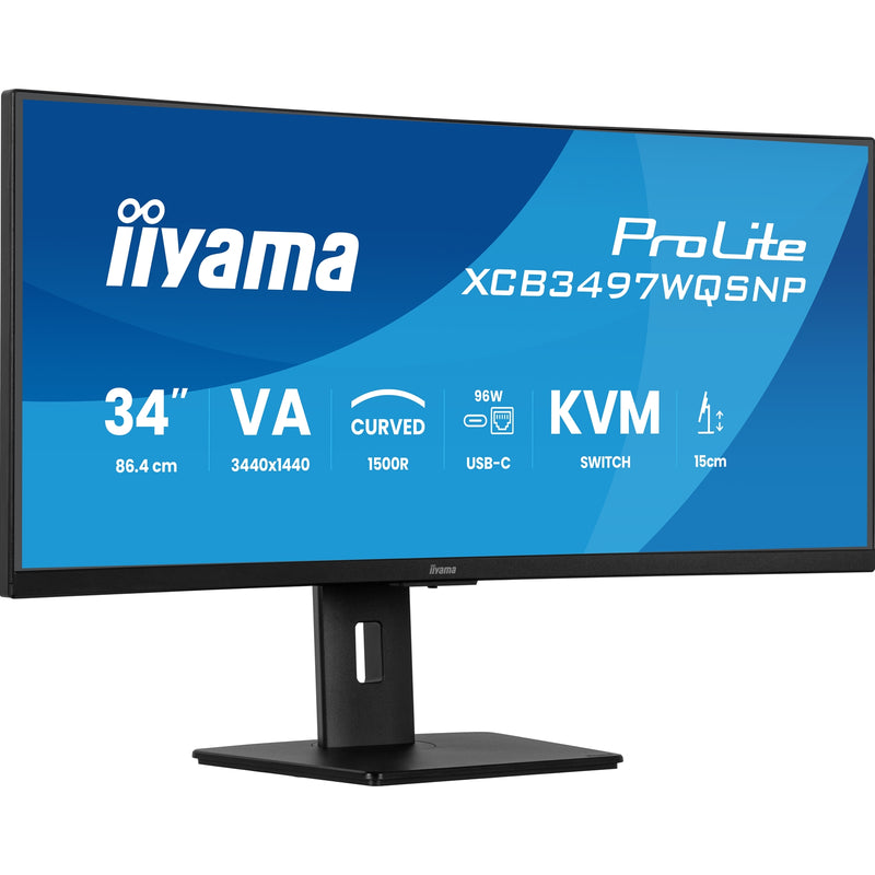 iiyama ProLite XCB3497WQSNP-B1 34" UWQHD USB-C Curved Monitor - IT Supplies Ltd