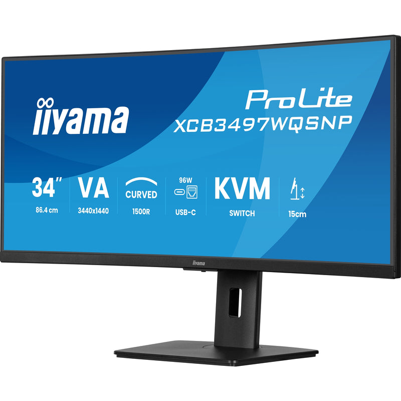iiyama ProLite XCB3497WQSNP-B1 34" UWQHD USB-C Curved Monitor - IT Supplies Ltd