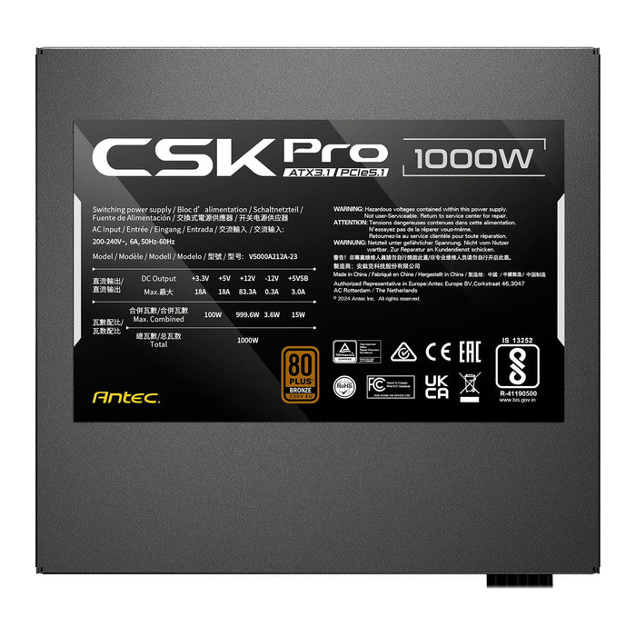 Antec CSK850 PRO 850W PSU – PCIe 5.1 Ready, Semi-Modular, 5-Year Warranty