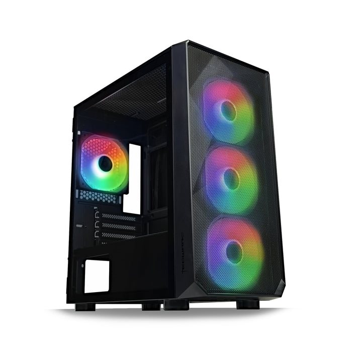 Tecware Forge M Omni Micro-ATX Case - Mesh Front, 4 Fans, Key Lock
