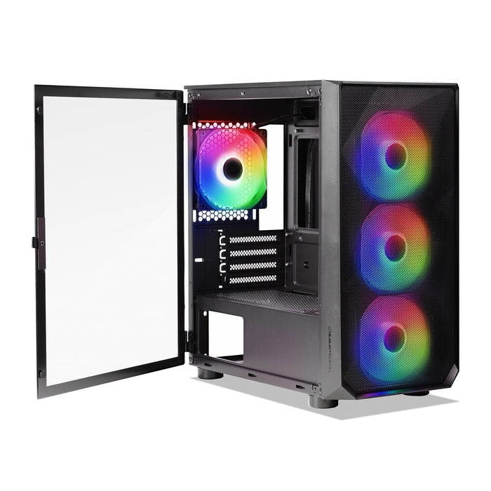 Tecware Forge M Omni Micro-ATX Case - Mesh Front, 4 Fans, Key Lock