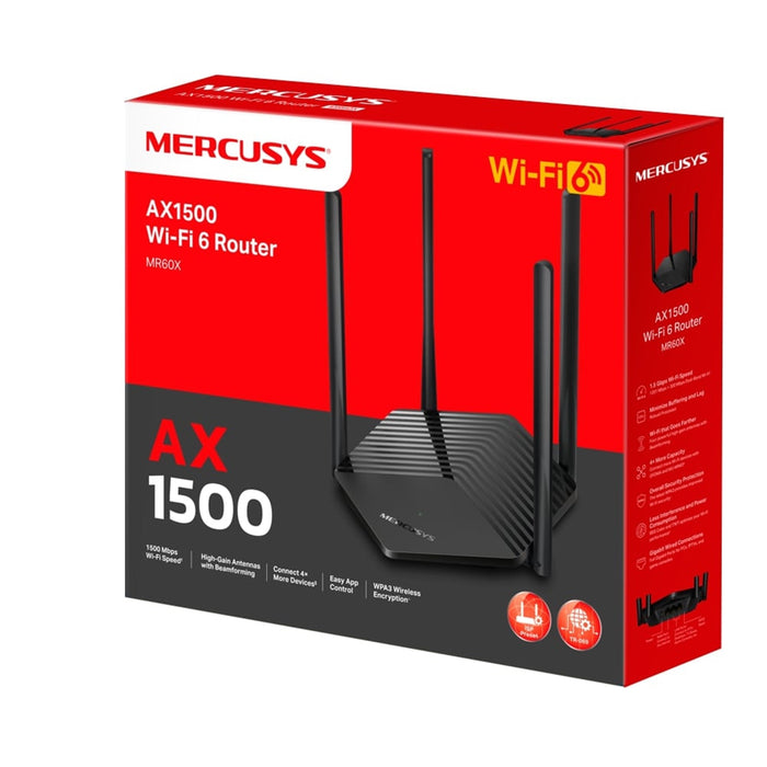 Mercusys MR60X AX1500 Wi-Fi 6 Router – Dual-Band, Gigabit, Secure