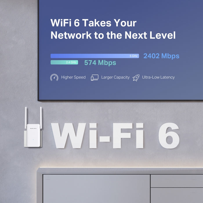 Mercusys ME80X AX3000 Wi-Fi 6 Range Extender, Dual Band, Gigabit