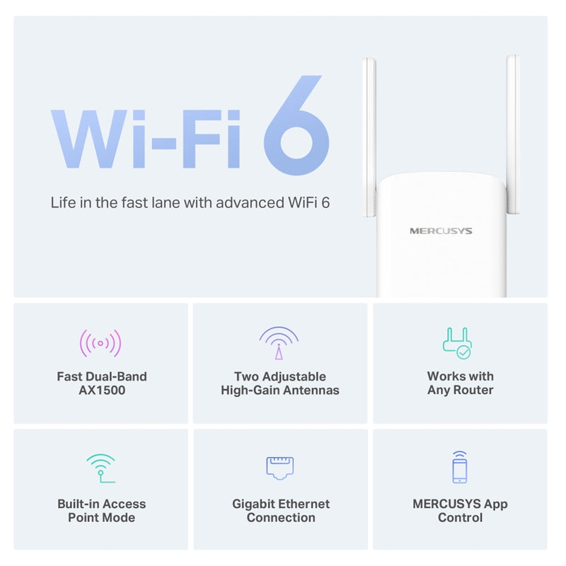 Mercusys ME60X AX1500 Wi-Fi 6 Range Extender – Dual Band Booster - IT Supplies Ltd