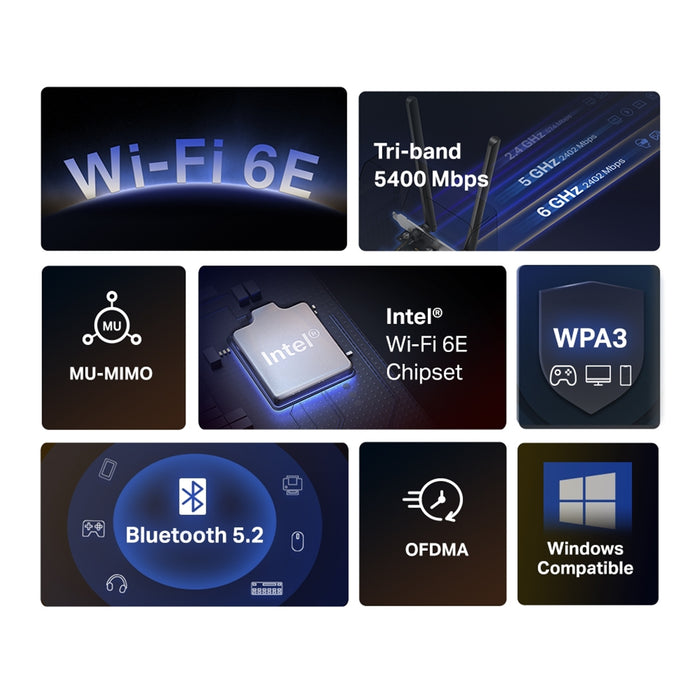 Mercusys MA86XE AXE5400 Wi-Fi 6E PCIe Adapter with Bluetooth 5.2