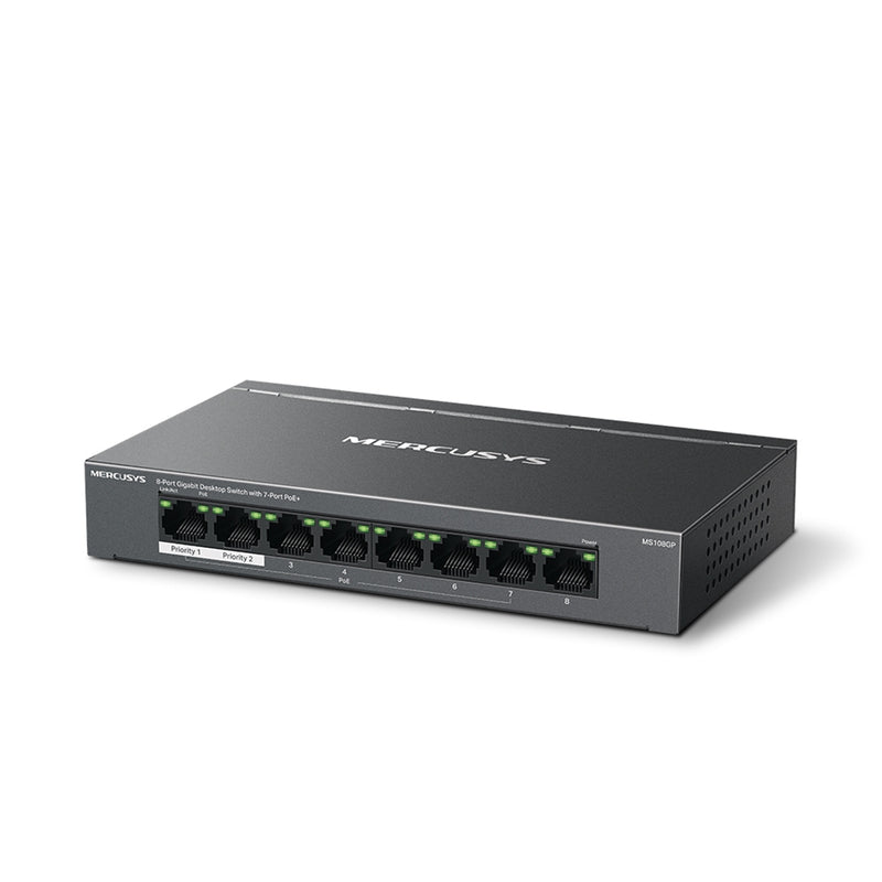 Mercusys MS108GP 8-Port Gigabit PoE+ Switch – Desktop, Metal Case - IT Supplies Ltd