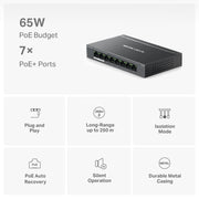 Mercusys MS108GP 8-Port Gigabit PoE+ Switch – Desktop, Metal Case - IT Supplies Ltd
