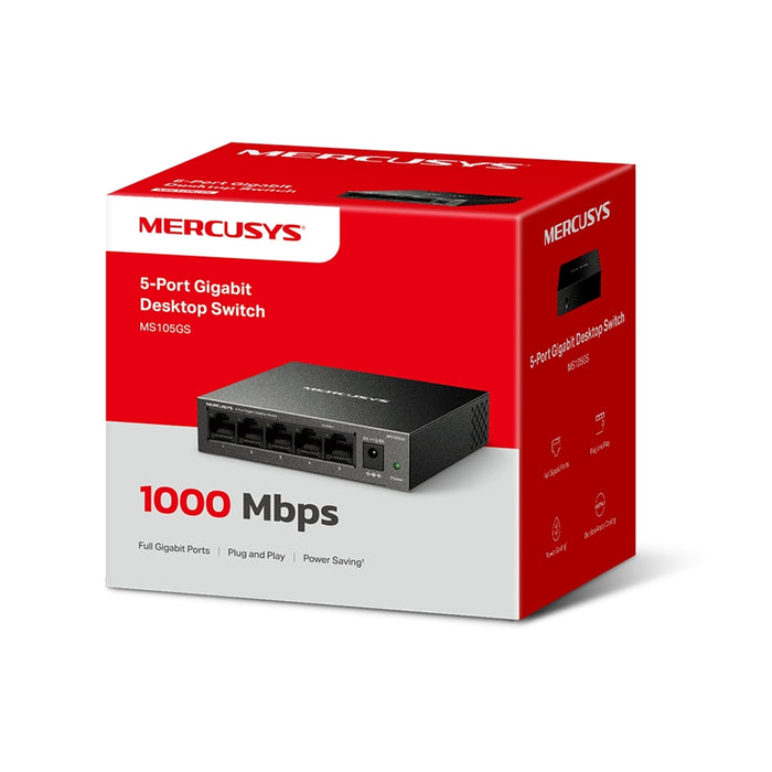 Mercusys MS105GP 5-Port Gigabit PoE+ Switch – Desktop/Wall Mount